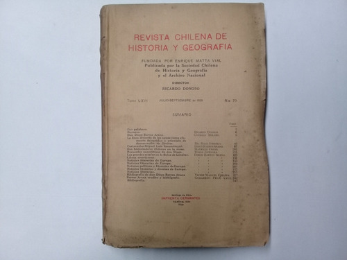 Revista Chilena De Historia Y Geografia, 1930, N° 70