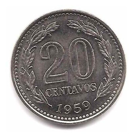 Moneda Argentina 20 Centavos Año 1959 Sin Circular Oferta!!!