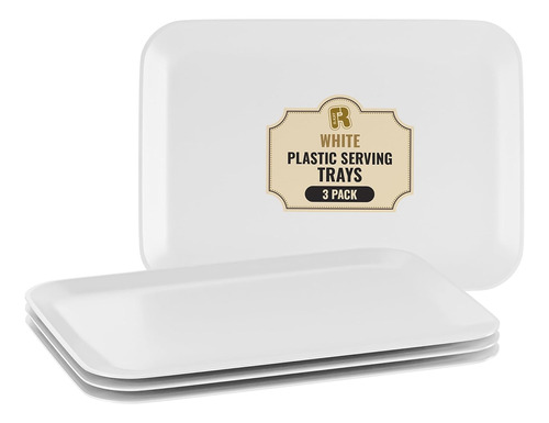 Paquete De 3 Bandejas De Plástico Blanco Para Servir Para Fi