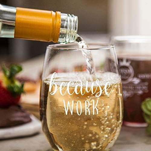 Because Work Divertida Copa De Vino Sin Tallo De 15 Oz ' Ide