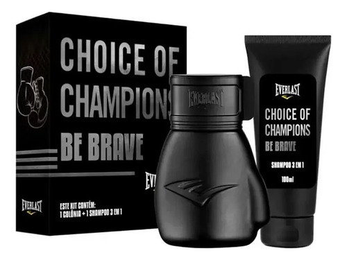 Kit Everlast Choice Of Champions Be Brave Água Fresca Colônia 100ml Shampoo 3 Em 1