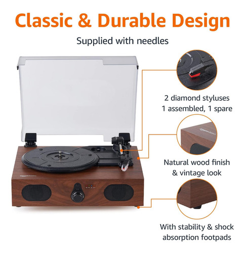 Tocadiscos De Escritorio Con Bluetooth Y 3 Velocidades Negro