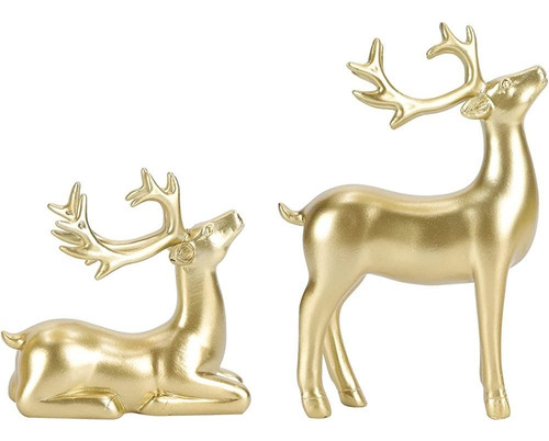 Angoily 2pcs Navidad Reno Resina Figuritas Figuras De Ciervo