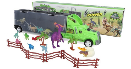 Imagen 1 de 4 de Camión Truck Garage Móvil Con Dinosaurios 24 Pcs