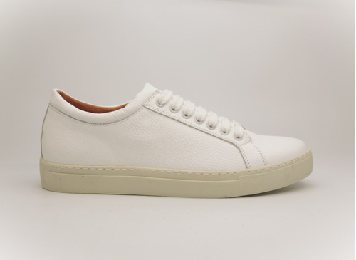 Zapato Zapatilla Cuero Hombre Goma  Blanca 1425