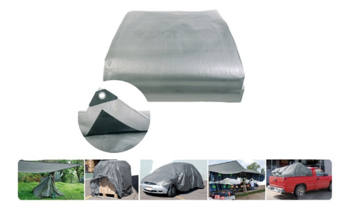 Pack 3 Lona Reforzada 3 X 3 M Gris Impermeable Refuerzo Esq