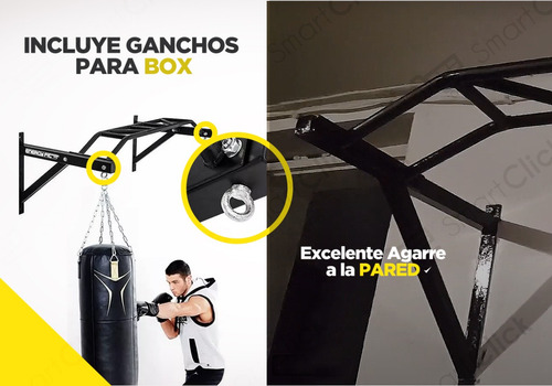 Barra Dominadas Pared Crossfit Multi Agarre 500k + Ganchos