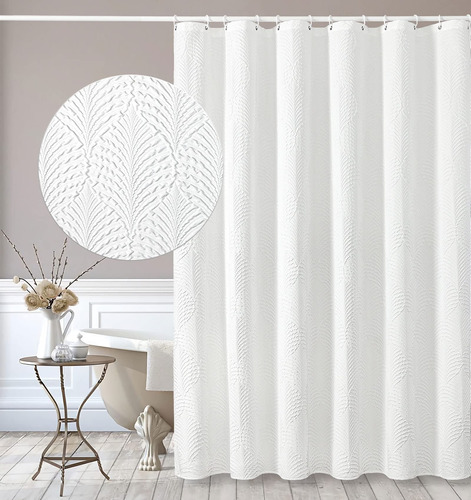 Gibelle Cortina Ducha Blanca Para Baño Tela Texturizada 3d X