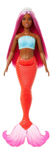 Muñeca Barbie Sirena Con Pelo Y Diadema De Fantasía De Color