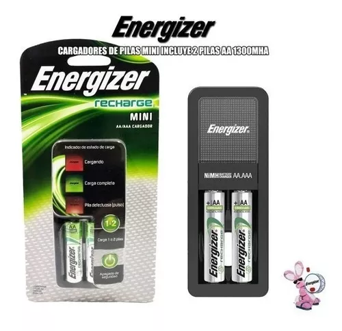Cargador Mini Energizer + 2 Pilas Aa Recargables 1300mah
