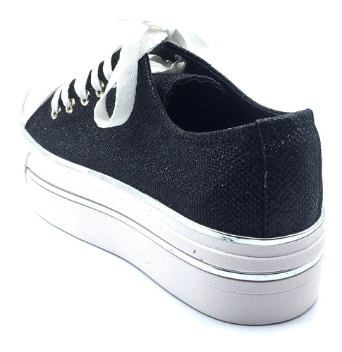 Imagen 2 de 6 de Zapatillas Mujer Estilo All Star Urbanas Gliter Plataforma