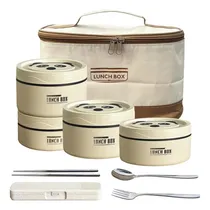 Comprar Juego Lonchera 4 Recipientes Bento Box Termicos Y Cubiertos