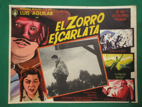 Luis Aguilar El Zorro Escarlata Terror Orig Cartel De Cine
