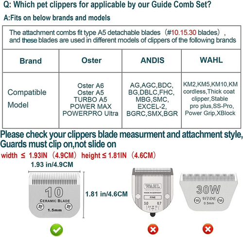 Peine Clipper Guide Para Cortapelos Para Perros Andis Oster