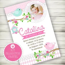 Comprar Kit Imprimible Pajaritos Pastel Invitación Candybar Bautismo