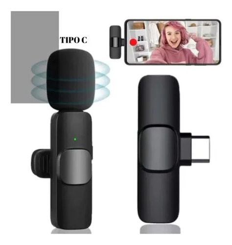 Micrófono Inalámbrico Solapa Lavalier Para Celular Tipo C Co