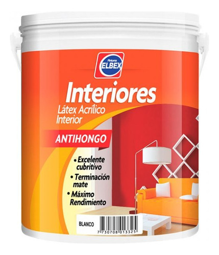 Látex Acrílico Blanco Mate Interior,  Elbex  X 4lts