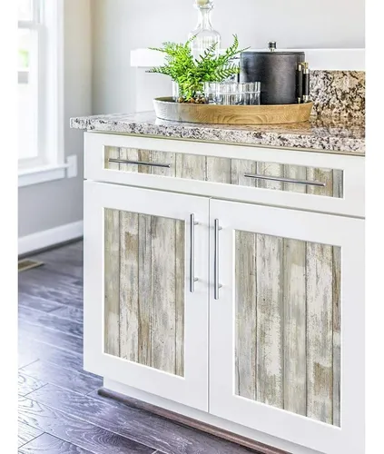 Papel Pintado Autoadhesivo Blanco De Madera Desgastada -