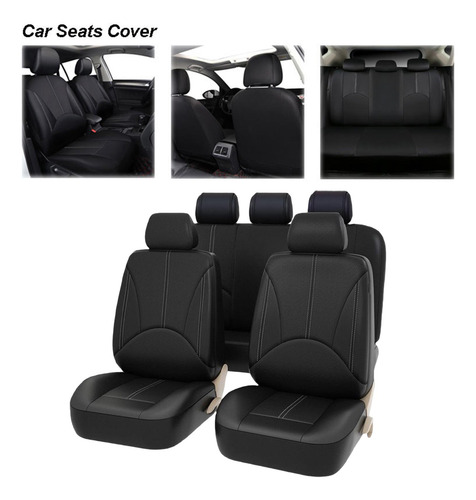 Protector De Fundas De Asiento De Coche De Negro 9 Piezas