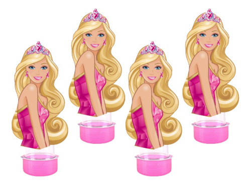 10 Tubetes Barbie C/ Aplique 3d Festa Aniversário