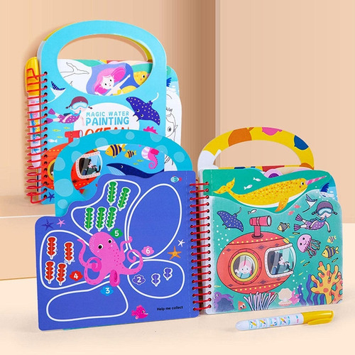 Libro Para Pintar Al Agua Niños Pequeños Montessori Oceáno