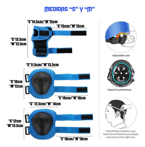 Juego De Equipo De Protección 7 En 1, Kit De Casco Niños-as