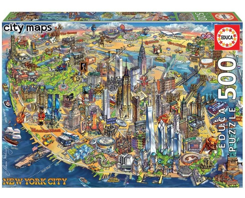 Rompecabezas Mapa De Nueva York 500 Piezas, Educa Puzzle