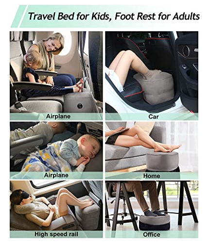 Jefdiee Almohada Reposapiés Inflable De Viaje, Para Niños