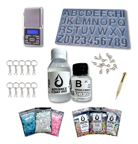 Kit Resina Epoxi Joyas + Molde Letras Completo Abecedario 