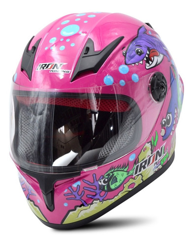 Casco Integral Transp Infantil Niño Niña Dot Rosa Tiburon