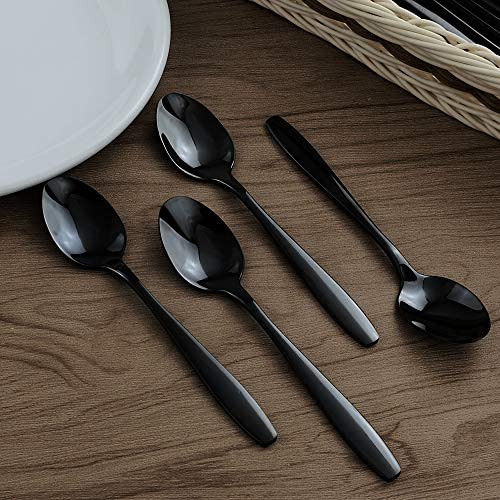 Wekioger 12 Piezas Cucharillas Negras, Cucharas Pequeñas De