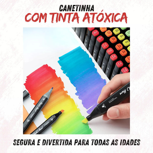 Kit Canetas Ponta Dupla 120 Cores Marcador Texto Permanente