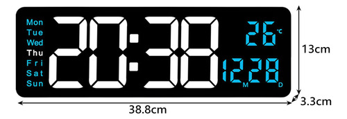 Reloj De Pared Digital Temperatura Fecha Semana Azul