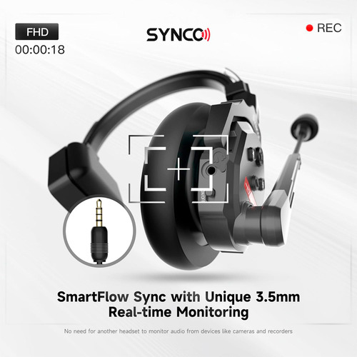 Fone De Ouvido Sem Fio Synco X5 P/intercomunicação Preto