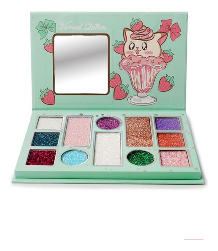 Paleta Sombras 12 Glitter Kawaii Estuche Espejo + Regalo