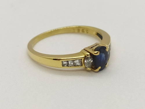 Anillo Oro 18k Brillantes Y Zafiro Mod. A0104. Certif. Gtia.