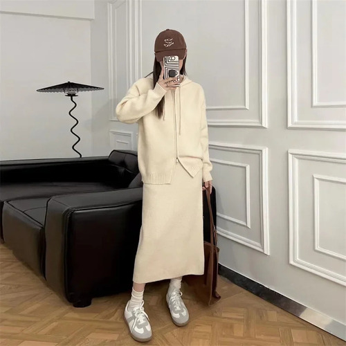 Traje Casual De Falda De Punto Para Mujer