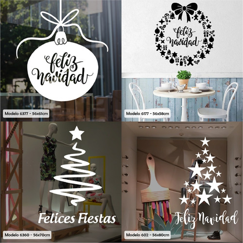 Imagen 5 de 7 de Vinilos Decorativo Navidad Vidriera Fiestas Año Nuevo Regalo