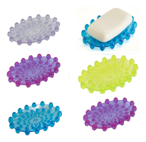 Pack X 6un Jabonera Pvc Burbuja Colores Surtidos Baño