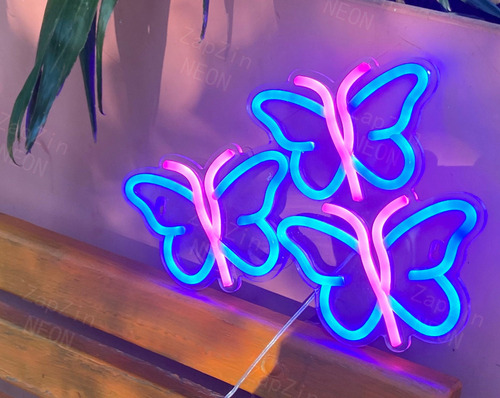 Letrero Led Neon En Acrilico De 3 Mm 40*32cm Mariposas