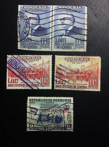 5 Timbres Postales De Honduras Estampillas Año  1959