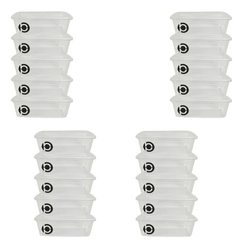 Kit 20 Vasilhas Organizador Com Tampa Plastbon Potes 200ml Cor Transparente 1463