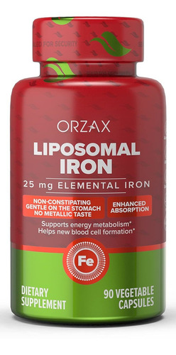 Orzax Suplemento De Hierro 25 Mg - Tecnologa Liposomal - Alt