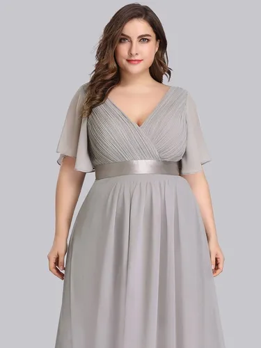Vestido Largo Fiesta Elegante Gris Claro Manga Toda Ocasi n
