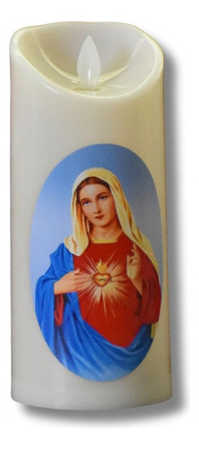 Set De 5 Velas Led 7.5 X 17.5 Cm Con  Imágenes Religiosas.