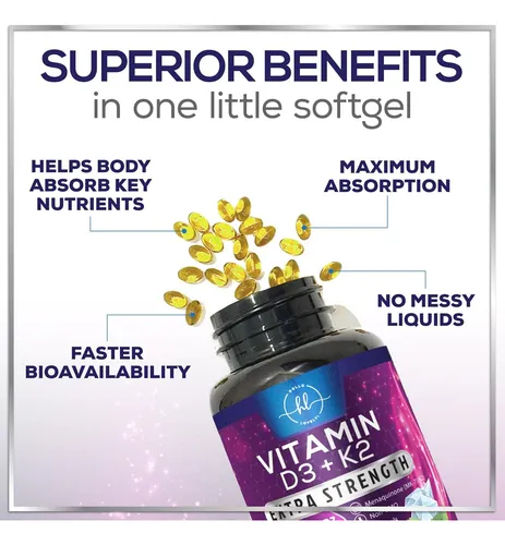 Vitamina D3 5000 Ui Y K2 100 Mcg Cápsulas Blandas 2 En 1 Par