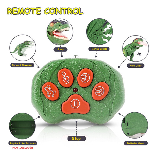 Dino Control Remoto Con Luz Led Para Niños De 3 5 Años