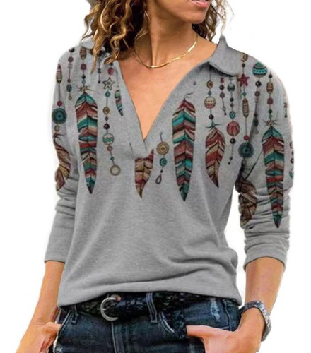 Blusa Chic Otoño Manga Larga Tallas Grandes Cómoda