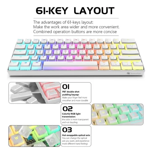 Teclado Mecánico Para Juegos Gamakay Mk61 60% Rgb Pudín