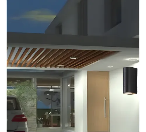 Aplique Led Integrado Negro 2*5w Luz Cálida